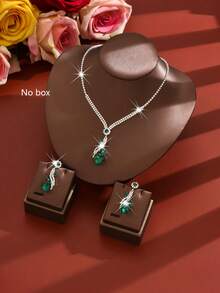 1 Set Women's Necklace And Earrings Combo, Sparkling Heart Pendant Jewelry, Made Of Rhinestone And Crystal, Suitable For Evening Party, Prom, Valentine's Day Gift - Multicolor - View 5