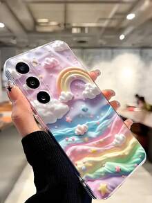 1个彩色云朵彩虹图案软手机壳，兼容华为荣耀、红米、三星Galaxy A04e/12/A13/A14/A34/A50/A52/A53/A54/S21/S22/S23/S24/S25/S25 Ultra/S25 FE/S26/S26 Plus/S26 Ultra/S26 Edge、6A/7A/8A、12T/13T/15T/15T Pro - 無色 - 查看 7