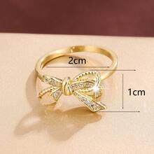 1pc Elegant Bow-Knot Shaped Cubic Zirconia Embellished Fashion Ring, Casual Gift Design For Women - Multicolor - View 7