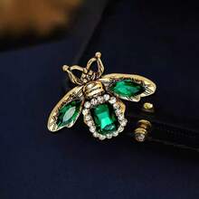 1枚女士时尚蜜蜂水钻胸针，精致高端百搭优雅配饰 - 金色 - 查看 4