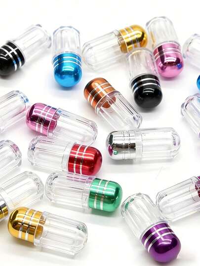 Transparent Travel Capsule Bottle, Metal Cap | Plastic Container For Storing Personal Medication And Small Items - Compact And Portable, Minimalist Style