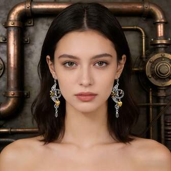 1 Pair Handmade Steampunk Bumblebee Earrings - Bohemian Style, Fashion Dangle Earrings Suitable For Parties, Vacations, Daily Decoration - Jewelry Fit For All Seasons