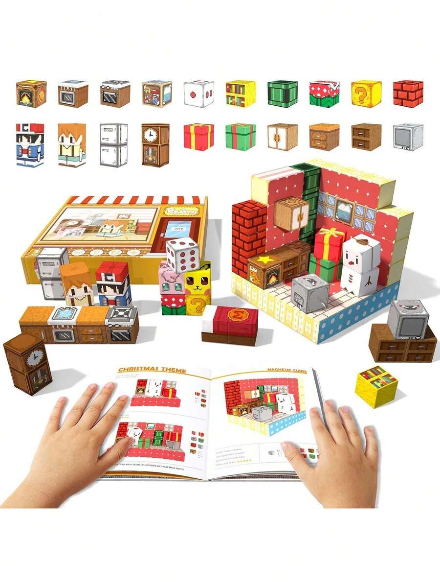 Multiple Styles Magnetic Blocks, Magnetic Cubes Travel Set Ages 4-8 8-12, Magnet Building Blocks Sensory Montessori STEM S For 3 4 5 6 7 8 Year Old Girls Birthday Gifts,38397777 - Màu xanh chanh - Xem 1