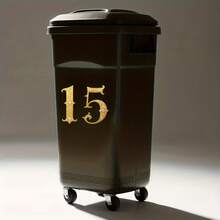 2pcs PVC Gold Number Stickers, 5.7 Inch (14.5cm) Size, Designed For Large Reflective Labels On Trash Cans, No Residue, Suitable For Wheeled Trash Cans, Car Trash Cans And Garage Organization