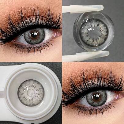 1 Pair Gray Soft Disposable Cosmetic Contact Lenses - Suitable For All Year Round, Cosmetic Contact Lenses For Eye Makeup - Makeup Contact Lenses - 1 Year Expiration Date - Suitable For Daily Wear And Carrying, Halloween Costume