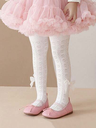 1pc Girls' Soft & Comfortable Leggings, Baby Stirrup Tights