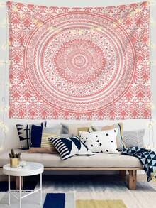 1 قطعة من المنسوجات المطبوعة بطراز المندالا، قماش معلق على الحائط لديكور المنزل، علم لغرفة النوم، ديكور الغرفة، منسوجات معلقة، ديكور الحائط، فن الحائط، أغراض الغرفة، أعلام للغرفة، منسوجات معلقة، منسوجات معلقة على الحائط، منسوجات معلقة باللون الوردي - متعدد الألوان - مشاهدة 2