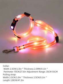 1pc LED Illuminating Colorful Pet Collar/Leash, USB Rechargeable Pet Leash, PVC Coated Webbing, Glow-In-The-Dark Dog Collar, AAA Grade High Brightness Light Source, Eye-Catching Yet Non-Dazzling, Stable Light Source, Clearly Visible, Prevent Car Accidents/Prevent Getting Lost/Prevent Scaring