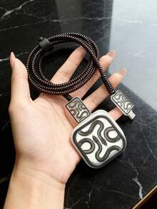 5pcs Black Snake TPU Charging Cable & Adapter Protector Case, Compatible With Apple 40W Charger And 17 Series