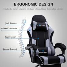 Fabric Gaming Chair, Massage Ergonomic Computer Chair With Footrest, Lumbar Support, Headrest, Height Adjustable Home Office Reclining PC Racing Chairs, Purple - Morado - Ver 2