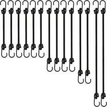 Small Bungee Cords With Hooks Assorted Size Of 12 Inch, 18 Inch,24 Inch And 36 Inch Length, Marine Grade Dip Coating Metal Hooks Without Sharp End, 1/4 Inch Diameter Rubber Bungee Cord - Black - View 7