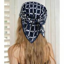 de seda de 21 pulgadas para mujer, multiusos, bufanda cuadrada, suave y fina, pauelo floral - 21zsazulmarinoflor - Ver 4