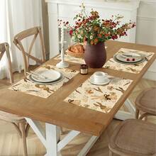 1/2/4/6/8pcs Happy Spring Easter Bunny Egg Bow Placemat, 30*45cm Easter Seasonal Plaid Pattern Dining Table Decor, Spring Holiday Placemats For Home Party, Kitchen - Multicolor - View 2