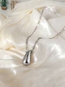 1件简约风格小众设计水滴串珠不锈钢18K镀金项链，女士叠戴项链，适合夏季旅行、舞会、约会和派对装扮。