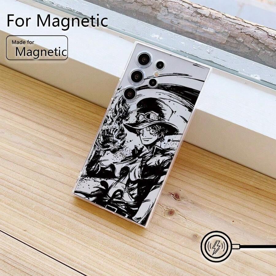 Coque de téléphone : Nouvelles pièces à la mode Anime Coque de téléphone compatible avec Galaxy S25 S24 S23 S22 S21 S20 FE Ultra Plus 4G 201G Transparent Magnétique Antichoc Housse arrière souple en TPU - Transparent - Voir 1