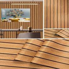 1 Roll Of Acacia Elm Striped Grille Wallpaper, Peeled And Pasted Natural Wood Grain Contact Paper Waterproof Self-Adhesive Wood Striped Appearance Wallpaper, Waterproof Vinyl Packaging, Suitable For Kitchen Countertops And Cabinets, Home Decoration - Multicolor - View 20