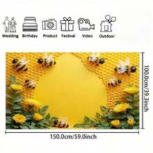 1pc 2D Flat Banner, Polyester Material, Honeycomb & Sunflower Pattern Background Cloth, Multipurpose Banner Suitable For Birthday, Celebration, Garden And Room Decoration, No Electricity Required, Party Backdrop, Banner, Honeycomb Design, Ideal For Bee-Themed Decor - Apricot - View 9
