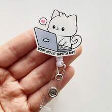 可伸缩D卡套卷轴，可爱卡通设计，教师护士医院胸卡套办公挂绳 1个 - 黑色 - 查看 9