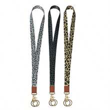 1pc Keychain Lanyard, Key Chain, Unisex Long Hanging Strap, Cute Neck Strap ID Card Holder Wallet, Phone Hanging Strap Gold Key Ring Pendant, Thick Polyester ID Badge Holder Strap - Multicolor - View 1