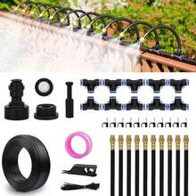 Drip Irrigation System 66 FT With 20 Nozzles 360° Adjustable Bendable Garden Watering Misting System For Greenhouse Yard Lawn Plant Garden 0.3 Inch Hoseasd - 30 英尺 PU 軟管(直徑:0.3 英吋) - 查看 1