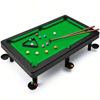Portable Mini Billiard Game Set - Mini Snooker And Pool Game (Includes 2 Cues And 11 Balls) - Develops Hand-Eye Coordination And Strategic Thinking. This Fun-Filled Mini Billiard Game Is Suitable For All, Making It An Ideal Choice For Family Game Nights, Office Entertainment, And Travel Leisure.