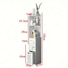 EZIFY White Bathroom Storage Cabinet Slim Freestanding - Moisture-Proof Wood-Plastic With Drawers, Over Toilet Shelf For Towels Cosmetics Toiletries - trắng - Xem 4
