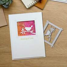 创意鸟类和相框金属切割模具，DIY剪贴簿相册和压花模板，贺卡制作工具，卡片纸切割工艺品，礼品卡制作模板模切。 - 銀色 - 查看 5