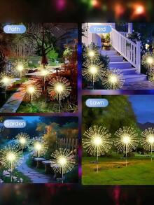 户外太阳能烟花灯，8种灯光模式，IP65防水，8种星爆灯光模式，户外节日景观草坪灯，适用于小径、花园、庭院、凉亭、草坪、门廊、露台、婚礼、派对、节日、聚会、情人节装饰 - 60/150/240/320/360颗LED灯珠（暖白光、彩色、白色） - 煙火 - 查看 13