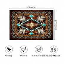 Southwestern Area Rug 2x3 For Bedroom,   Throw Rugs Vintage Rug Small Entryway Rug Doormat Washable Non Slip Area Carpet Soft Floor Carpets Mat For Entrance,Bathroom - 2x3英尺(60x90公分) - 查看 3