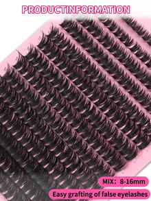 280 Pieces, 60D, 8-16mm Mixed Size, D-Shaped Curl Design, 3D Russian Curled False Eyelashes, Natural, Soft And Fluffy Cluster False Eyelashes, Suitable For Dates, Everyday Wear, Parties, Stage Performances, Travel And Other Occasions. - D - View 4