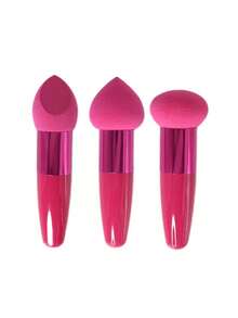 3Pcs Makeup Sponge Facial Foundation Sponge Professional Makeup Blending Sponge With Handle Beauty Sponge Blender Dry & Wet Use Makeup Sponges For Foundation - Multicolor - View 8