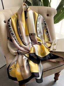 Spring Summer New Silk Feel Scarf For Women, Beach Sun Protection Shawl, Large Versatile Wrap, Elegant And Easy To Match - Yellow - View 1