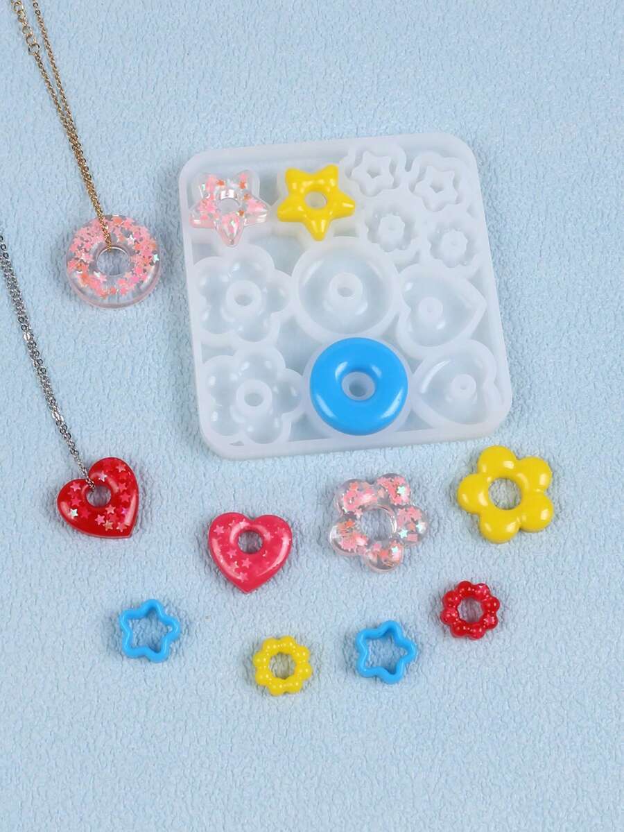 1pc 3D Pendant Earring UV Epoxy Resin Mold, DIY Wreath Handmade Earring Mold, For Jewelry Making, Jewelry Making Tool