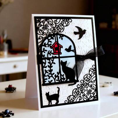 Kreativa fönstermetallskärverktyg, DIY scrapbookingalbum och präglingsschabloner, verktyg för att göra gratulationskort, pappersskärningspyssel, mallar för presentkortstillverkning.