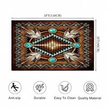 Southwestern Area Rug 3x5 Washable Bedroom Rug,  Rugs  Throw Rugs Vintage Rug Non Slip Entryway Area Carpet Soft Floor Carpets Mat For Living Room,Entrance,Laundry,Office - 3x5英尺(90x150公分) - View 3