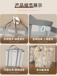 1 Stück strapazierfähiger faltbarer Wäschekorb, kann als Einkaufskorb im Supermarkt, Outdoor-Reisetasche, Pop-Up Mesh Wäschekorb, faltbarer Wäschekorb mit verstärktem Griff verwendet werden, geeignet für Wäsche, Badezimmer, Studentenwohnheim oder Reisen - Verschiedenfarbig - Übersicht 4