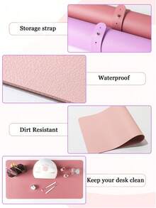 3pcs Faux Leather Manicure Desk Pad, Colorful Foldable Nail Hand Support Cushion, Suitable For Manicure Armrest Pad, Soft Microfiber Leather Nail Mat, Waterproof Armrest Pad - Multicolor - View 4