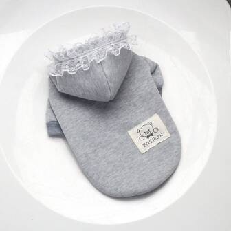 Cute Pet Sweatshirt With Lace Trim, Suitable For Dogs And Cats, Small Dog Clothes And Cat Apparel