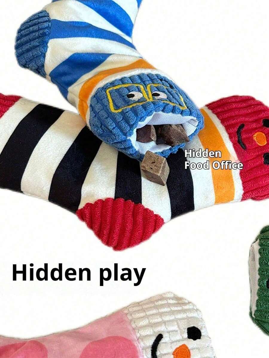 Pet Cartoon Socks Toy, Voice Activated Food Hiding Toy, Dog Toy, Chew Toy For Dental Care And Mental Stimulation, Slow Feeder Toy, Pet Toy, Pet Supplies - Multicolor - View 1
