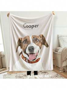 Custom Pet Portrait Blanket By Using Pet Photo,Personalized Blanket With Your Dog Or Cat's Portrait, Custom Dog Blanket With Name