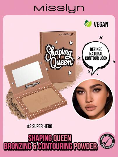  MISSLYN-Polvos bronceadores Shaping Queen, maquillaje en polvo bronceador con espejo, contorno y bronceador, con textura suave, pigmentada y pulverulenta, ideal para fiestas, playa, viajes, vacaciones, campamentos y actividades al aire libre. Regalo perfecto para chicas con estilo, Año Nuevo, cosplay, festivales, campus, escuela, encanto, vibrante, Año Nuevo Chino