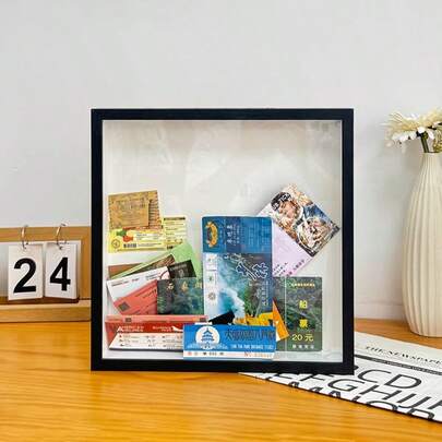 1pc Wooden Train Ticket Collection Saving Money Box, Concert Ticket Holder Display Frame, Movie Ticket Collection Shelf Stand