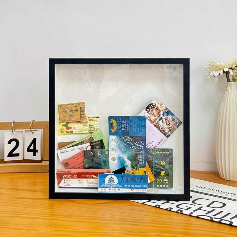 1pc Wooden Train Ticket Collection Saving Money Box, Concert Ticket Holder Display Frame, Movie Ticket Collection Shelf Stand