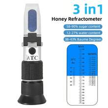 三合一葡萄酒折射仪，酒精度0-25%，白利糖度0-40%，波美度0-25°，带自动温度补偿功能，适用于葡萄酒酿造和葡萄栽培