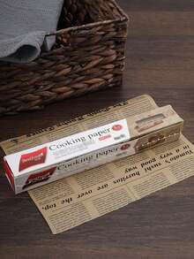 卷装复古报纸图案烘焙纸，外层烘焙糕点衬垫，不粘耐热防水防油，适用于空气炸锅烘焙烹饪，厨房配件 - 彩色 - 查看 7