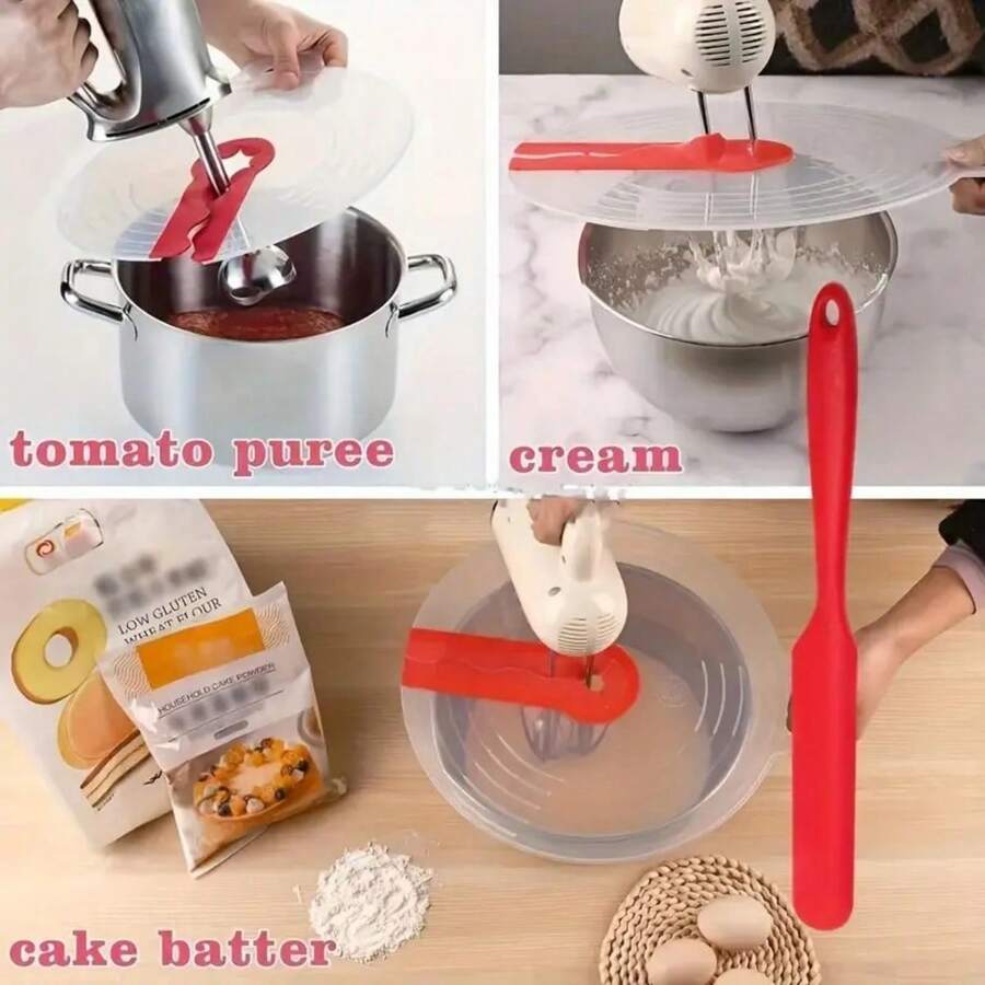 搅拌碗防溅罩，防溅打蛋器碗，圆形盖，防溅罩，防溅防溢盖，适用于搅拌碗、烹饪烘焙厨房工具、打蛋器盖、奶油搅拌碗筛、烘焙打蛋器防溅罩、塑料碗盖、厨房烹饪用品