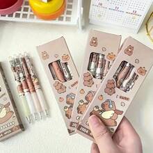 4 Pack Capybara-Themed Ballpoint Pens Set With Capybara-Shaped Clip & Capybara Ink - Cute Capybara Characters (Pink, Beige, Brown) - School Supplies, Office Stationery, Gift Plastic Pens,Back To School Supplie Essentials Office Supplies Valentine's Day Gifts