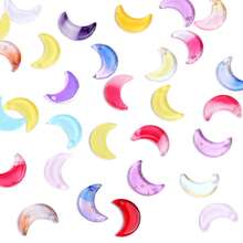 50pcs Colorful Moon Glass Beads DIY Earrings Bracelet Accessories Crystal Gradient Color With Hole Moon Beads DIY Jewelry Making - 紫羅蘭色 - 查看 3