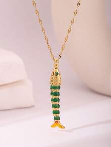 Micro-Inlaid Zirconia Copper Fish Pendant Necklace, Suitable For Women's Daily, Party And Vacation Matching - Multicolor - View 11