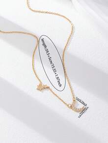 1 Pc Delicate Star Moon Necklace For Women Luxurious Zirconia Starburst Moon Pendant Necklaces Jewelry - Star and Moon Pendant Chain Necklace - View 3